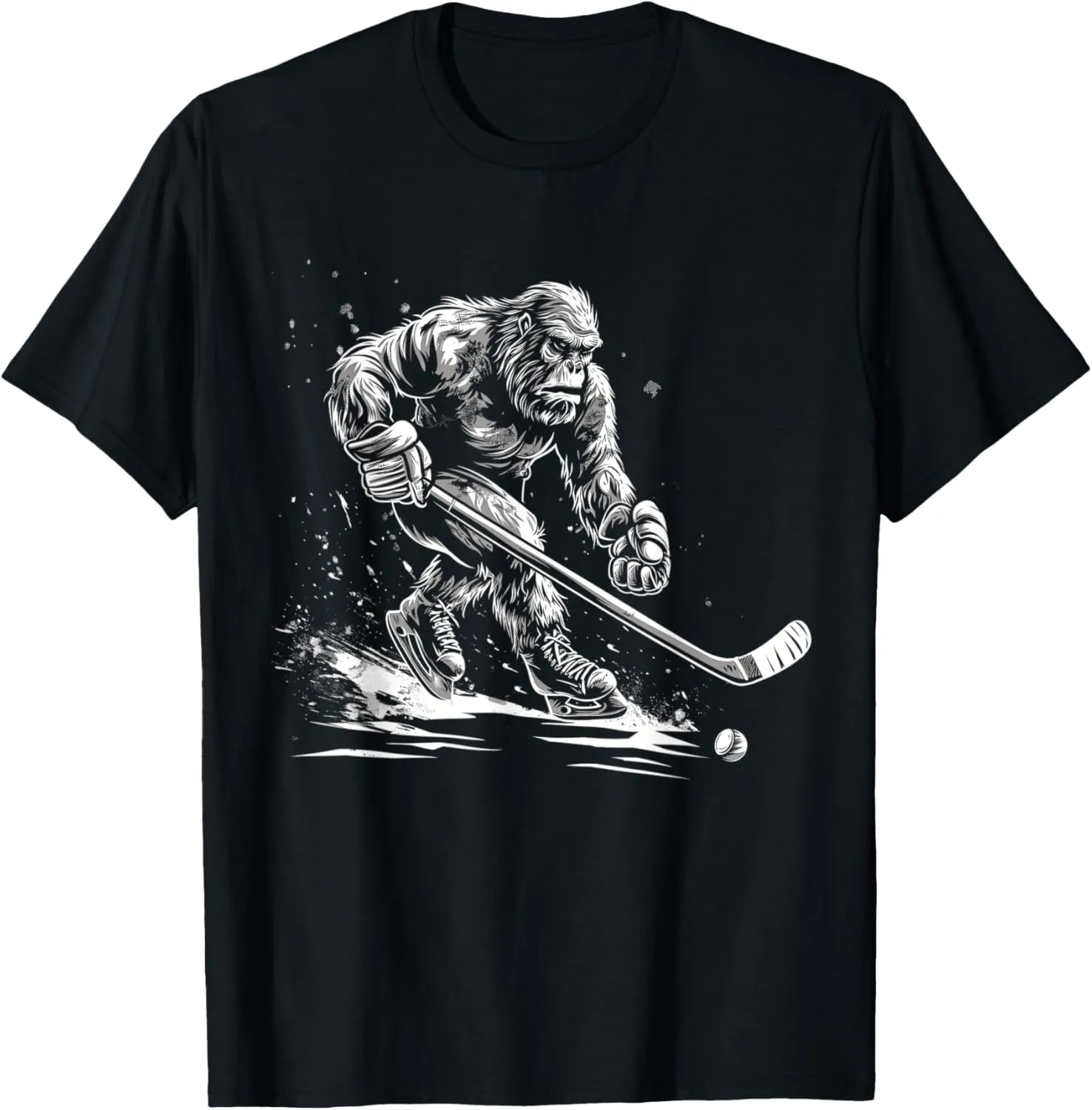 Bigfoot Playing Hockey Player Funny Sasquatch Ice Hockey T-Shirt