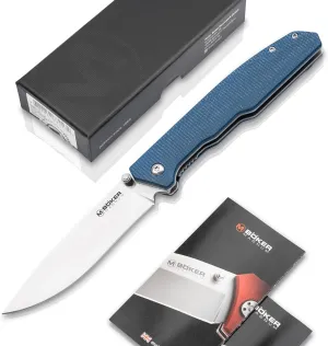 Böker MAGNUM® Deep Blue Canvas EDC Knife - pocket knife with clip - Liner lock with Micarta handle scales blue - Outdoor - thumb pin - EDC folding knife