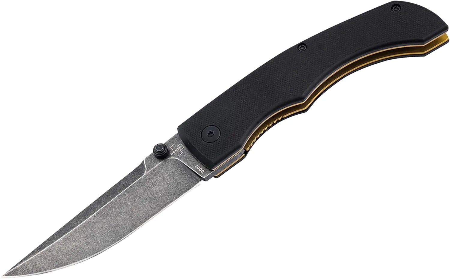BÖKER PLUS® Poke Knife - Pocket folding knife with D2 steel blade with thumb pin - linerlock - EDC knife with G10 handle scales black - with case & gift box