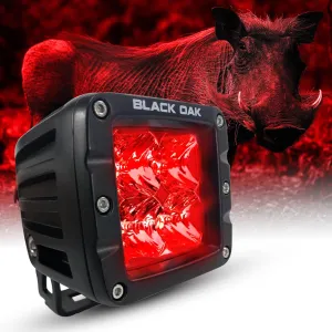 Black Oak Red LED POD Light, 2-Inch Red Predator Hunting Light, Flood Optics, Fog Ditch Light, Coyote, Hog, Varmint Hunting, Hardware Included