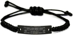 Black Stainless Steel Handmade Bracelets Adjustable Cord Inspirational, Emergency Medical Technician If at first you don't succeed, try doing what your athletic trainer told you to do the first t