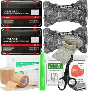 Bleeding Control Pack Feat Trauma Kit Med Pack | Vented Seal | Tourniquets GEN-12 | Israeli Bandage | Bandages | Compressed Gauze | IFAK First Aid Kit Med EMT Kits (Senior)