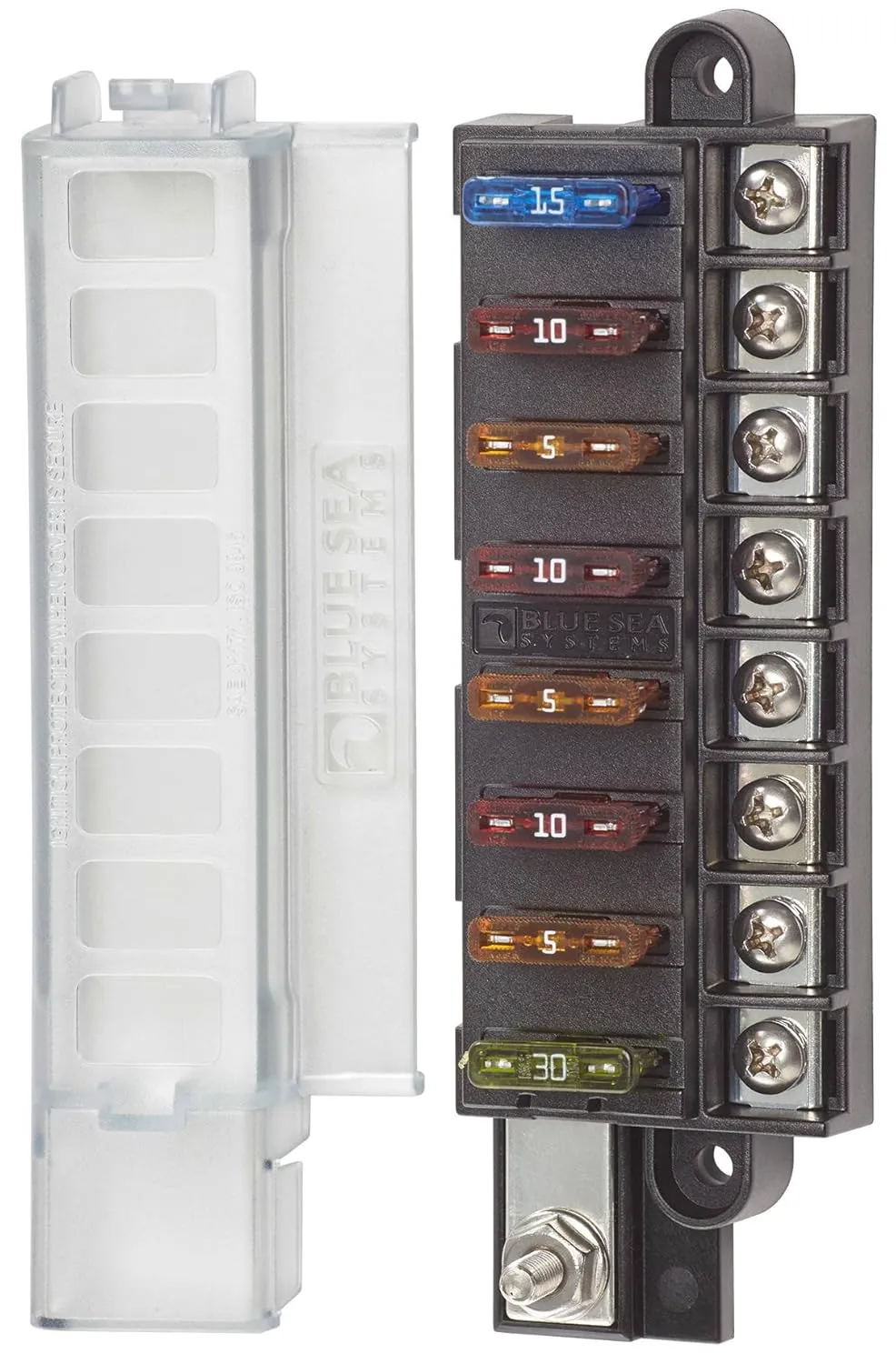 Blue Sea Systems 5046 ST Blade Fuse Block Compact 8 Circuit with Cover