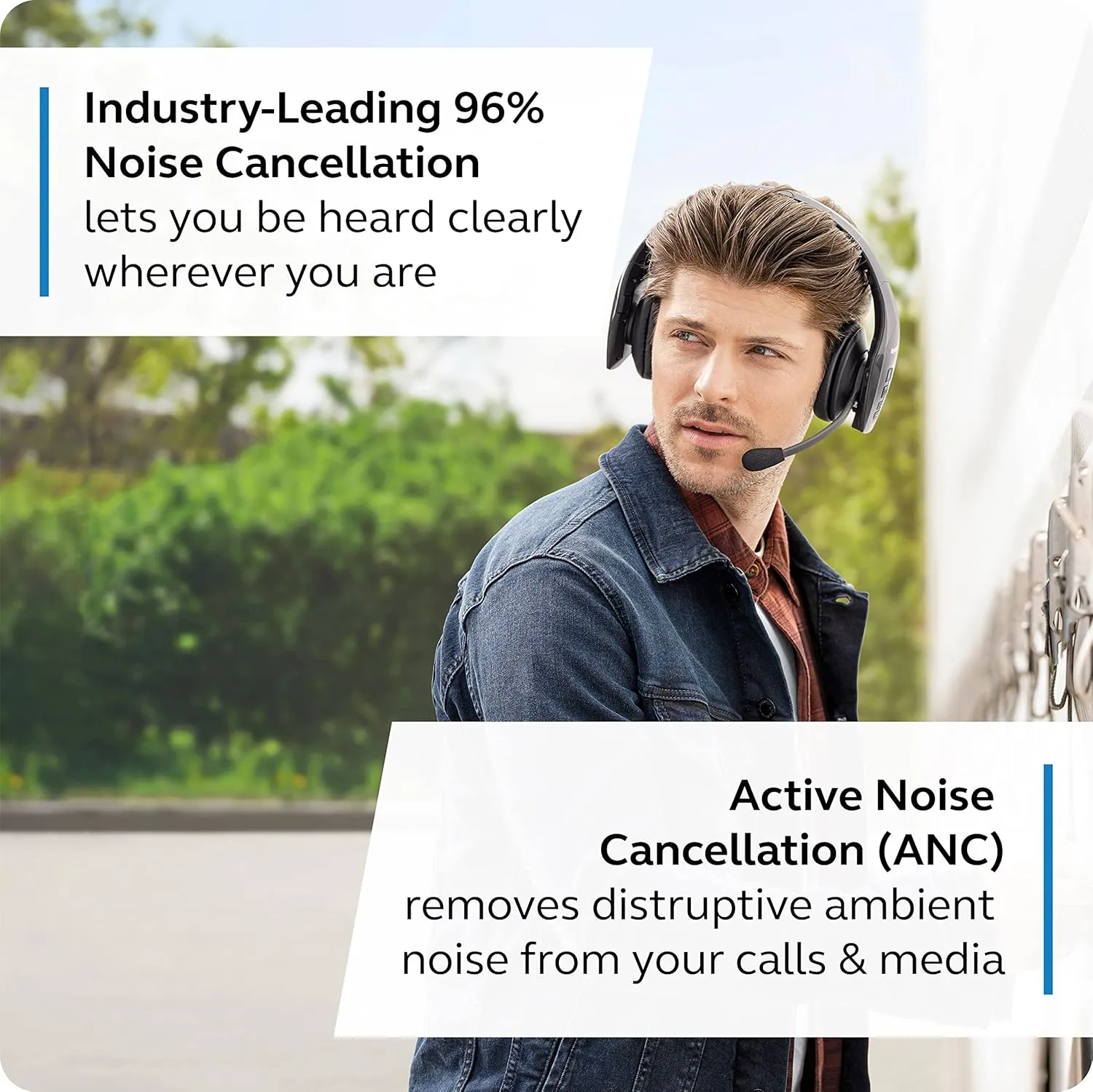 BlueParrott S650-XT Bluetooth Wireless Headphones 96% Noise Canceling Over Head Trucker Headset with Mic, 2-in-1 Convertible Stereo to Mono with ANC, IP54-Rated Protection, 36 hrs. Talk Time, Black