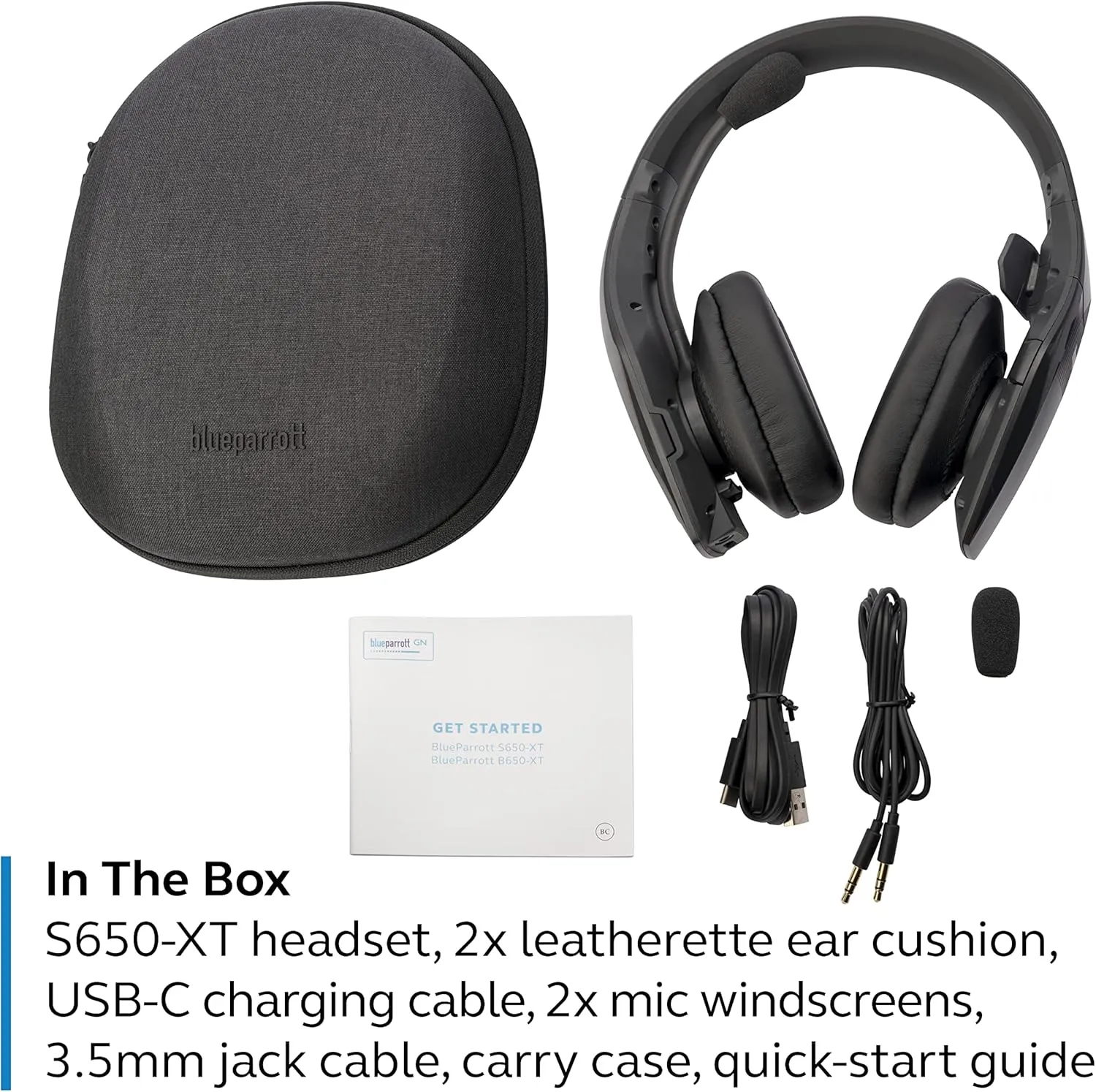 BlueParrott S650-XT Bluetooth Wireless Headphones 96% Noise Canceling Over Head Trucker Headset with Mic, 2-in-1 Convertible Stereo to Mono with ANC, IP54-Rated Protection, 36 hrs. Talk Time, Black