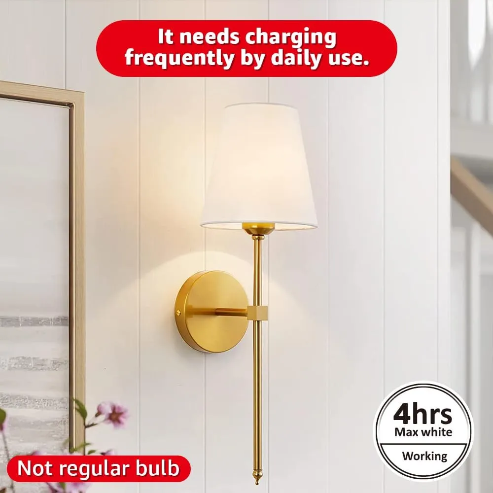 BLUEYE Rechargeable Battery Operated Light Bulb,2Packs,300LM,40W Equivalent,E26 Detachable Charging(E12 available),4 Color Temperature,Remote Control Puck Emergency Lamp,Timer,Dimmer,For Non-Hardwired