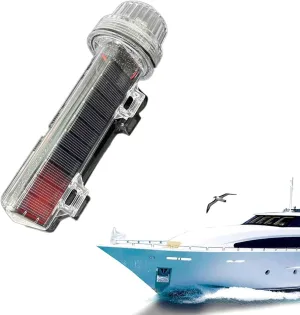 Boat Flares, 2025 Upgrade Solar Powered Marine Signal Light LED Navigation Lamp, Waterproof Emergency Signals for Fishing Nets, Boats Strobe Safety Lights Kit Navigation Lights (Grey 1pc)