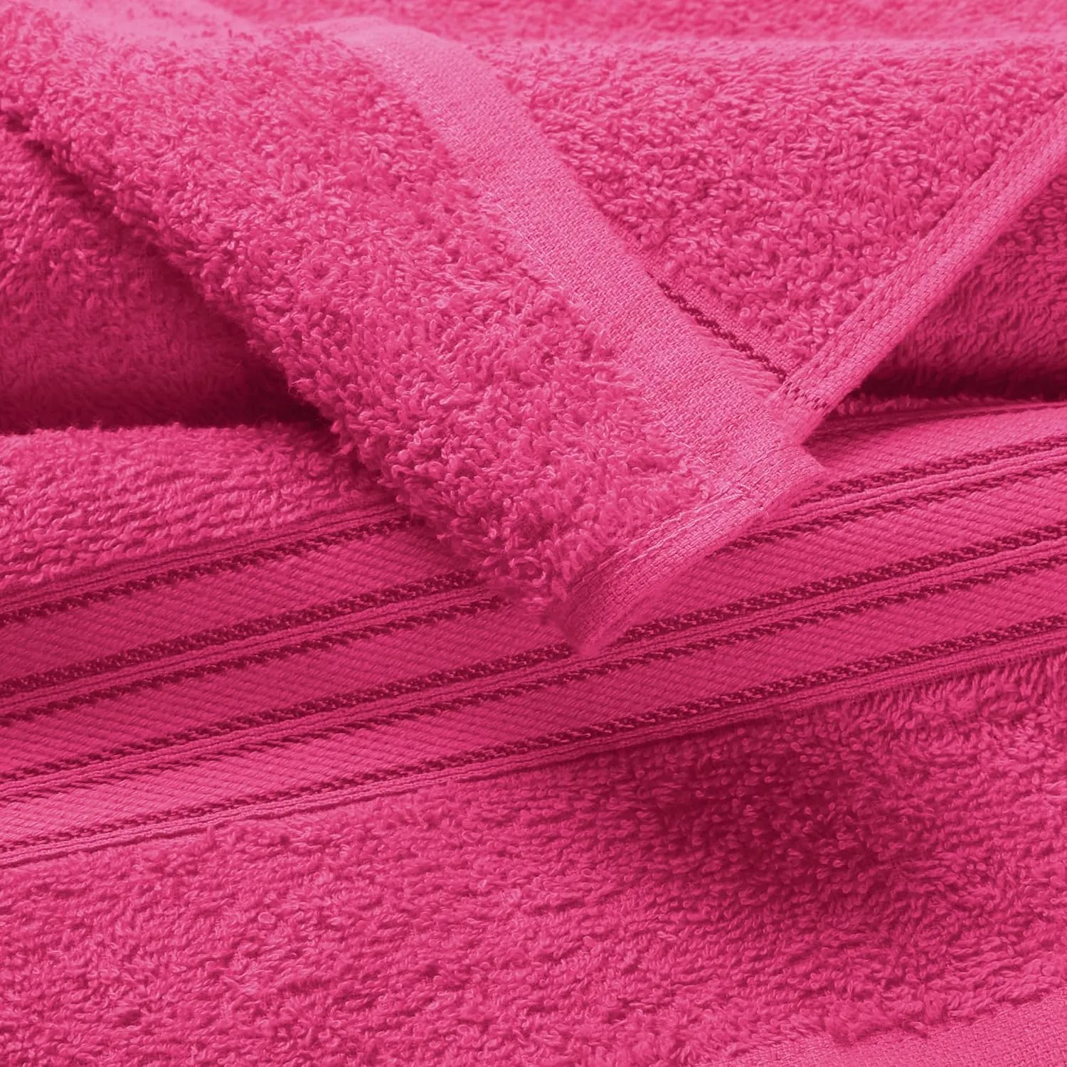 BOUTIQUO Ultra Soft Cotton Washcloths, Contains 12 Piece Face Cloths 12x12 inch, Ideal for Everyday use Face Towels, Compact & Lightweight Multi Purpose Washcloths - Hot Pink