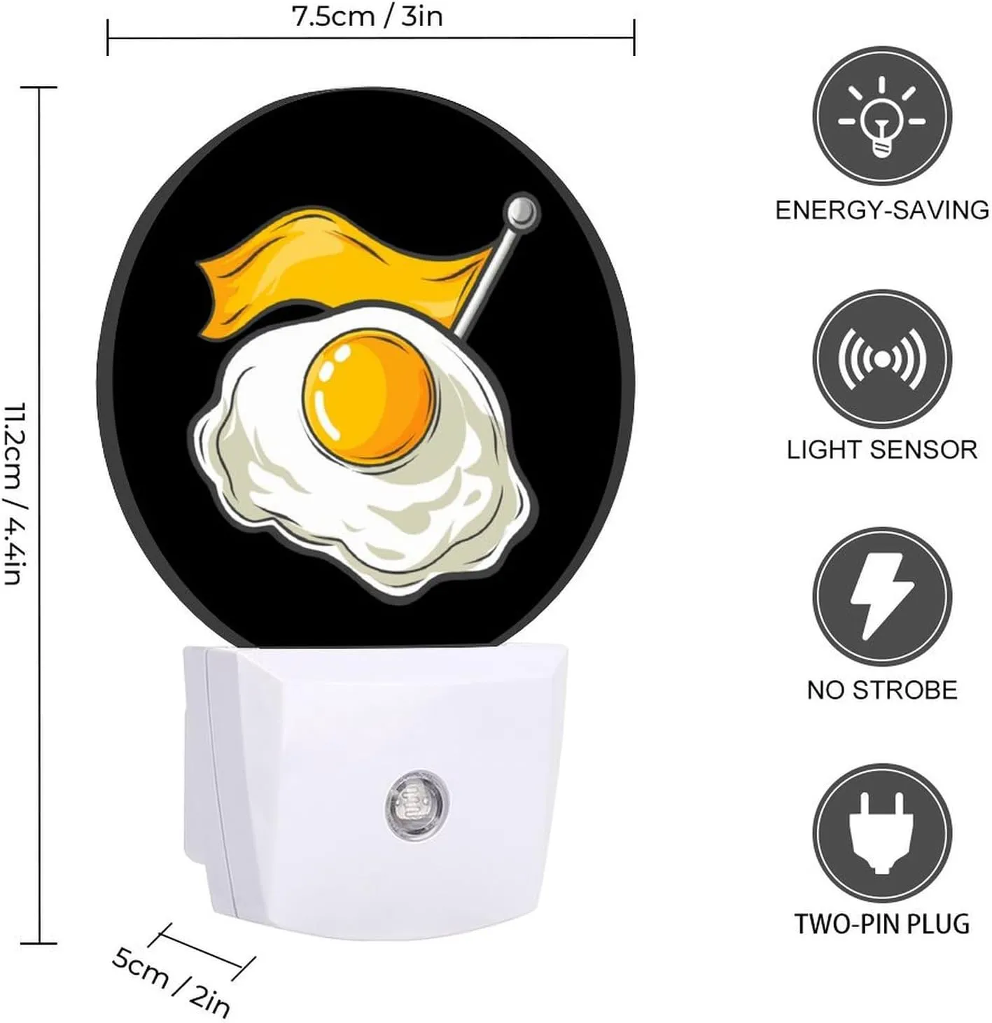 Breakfast Ball Classic Midwestern Night Light Plug Into Wall LED Nightlight with Dusk to Dawn Sensor for Bedroom Kitchen 11.2x5x7.5cm
