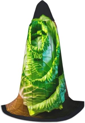 Bright Cabbage Print Halloween Warm Hooded Cloak For Men Women For Carnival Cosplay Witch Costumes