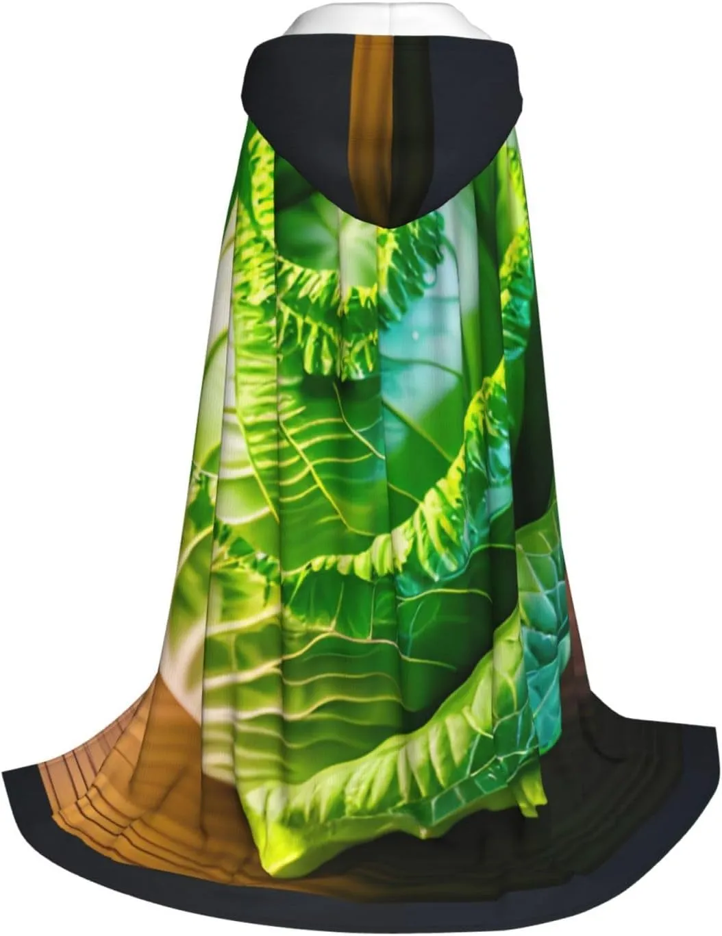 Bright Cabbage Print Halloween Warm Hooded Cloak For Men Women For Carnival Cosplay Witch Costumes