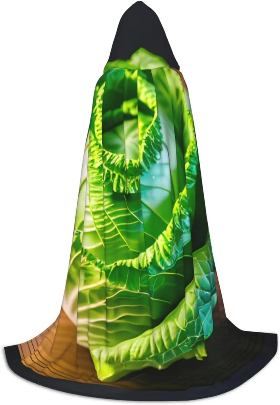 Bright Cabbage Print Halloween Warm Hooded Cloak For Men Women For Carnival Cosplay Witch Costumes