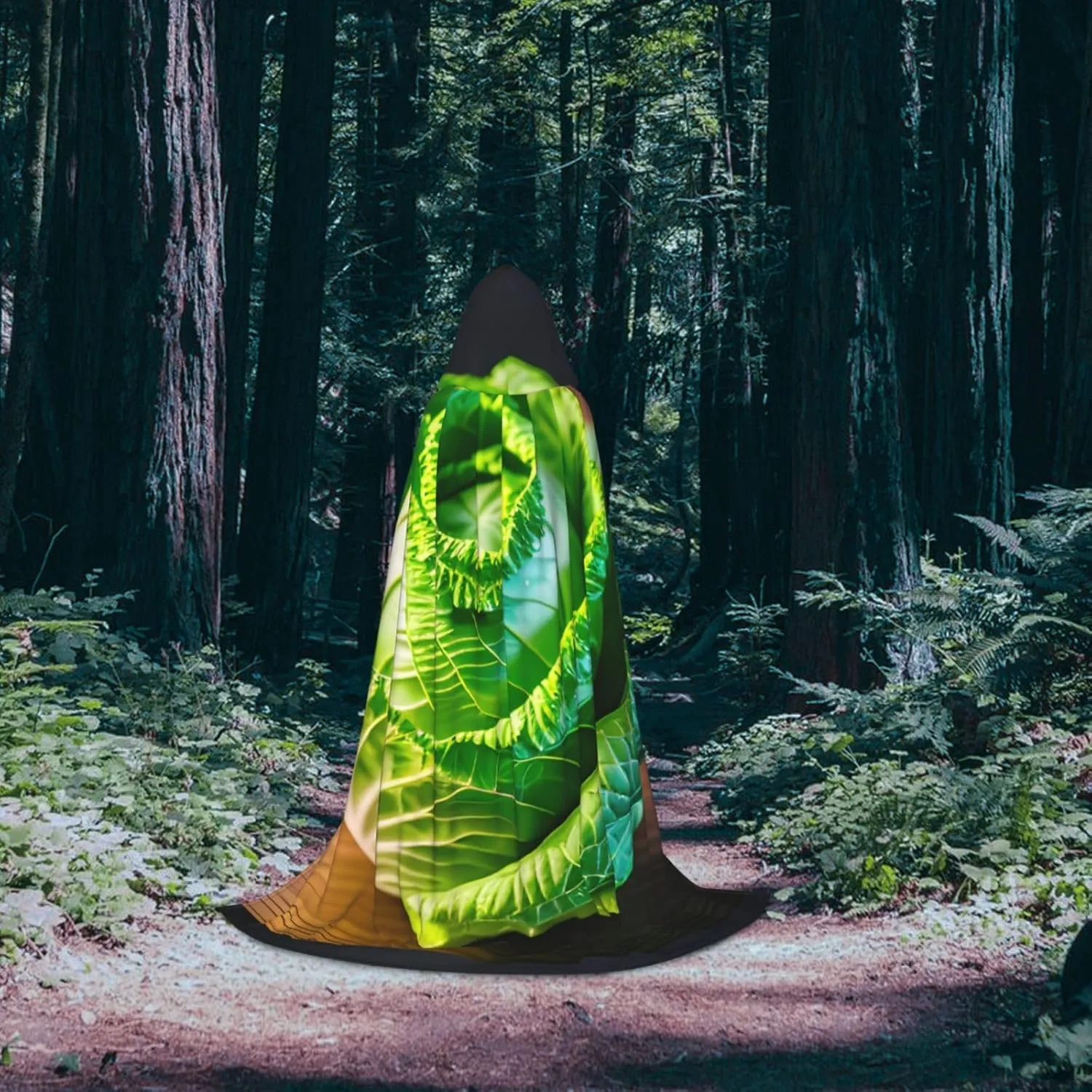 Bright Cabbage Print Halloween Warm Hooded Cloak For Men Women For Carnival Cosplay Witch Costumes
