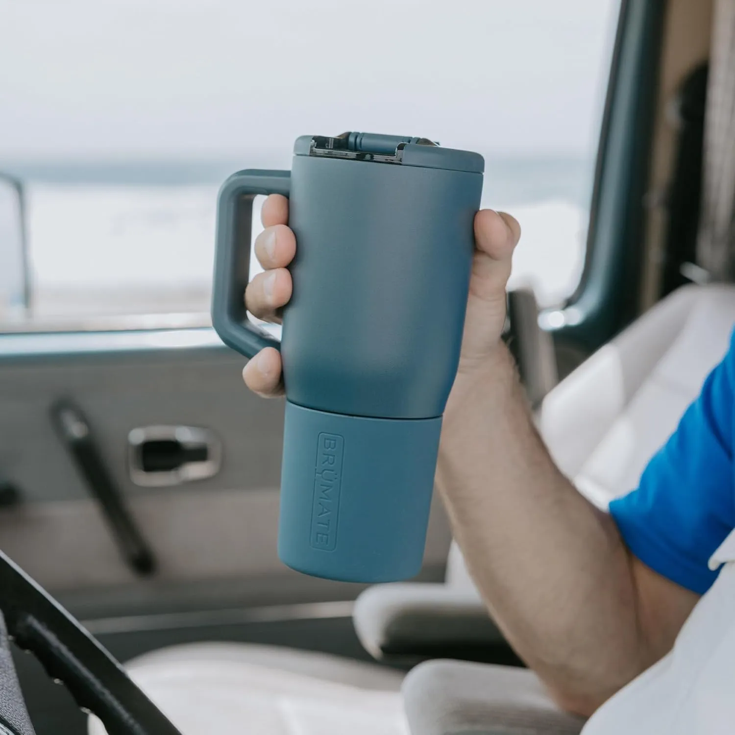 BrüMate Müv - 25oz 100% Leak Proof Insulated Coffee Mug with Handle & Lid - Stainless Steel Coffee Travel Mug - Double Walled Coffee Cup (Blue Agave)