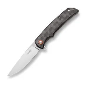 Buck Knives 259 Haxby Folding Ball Bearing Flipper Pocket Knife with Carbon Fiber Handle and Removable Clip