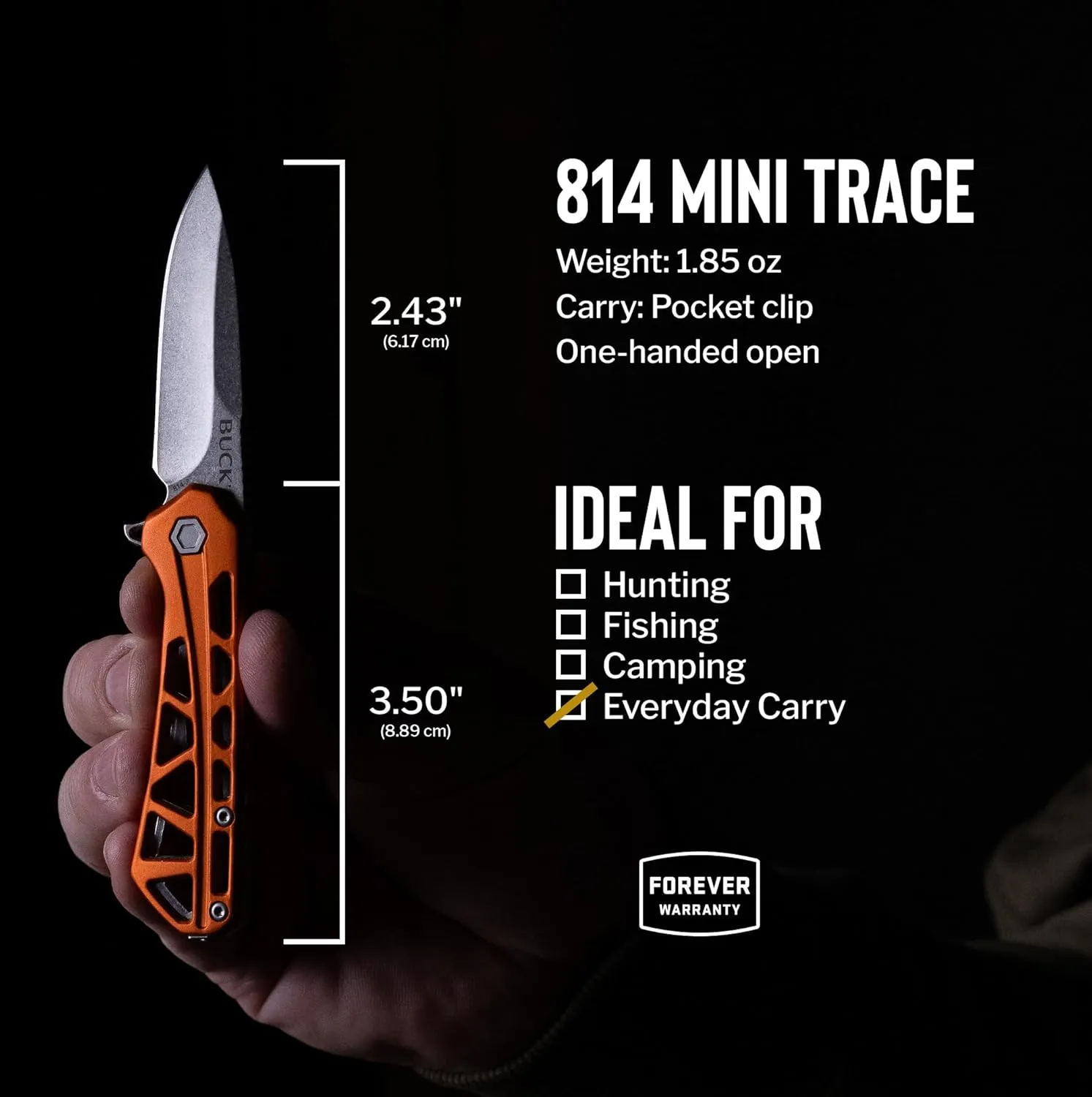 Buck Knives 814 Mini Trace Pocket Knife, Orange