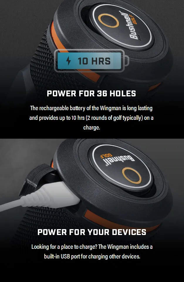 Bushnell Wingman GPS Bluetooth Speaker with Included Wearable4U Wall and Car Charger Adapters Bundle