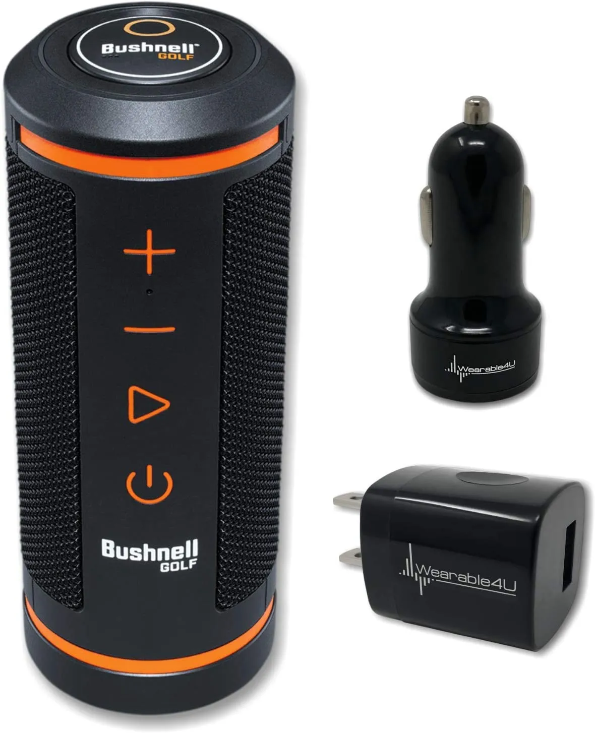 Bushnell Wingman GPS Bluetooth Speaker with Included Wearable4U Wall and Car Charger Adapters Bundle