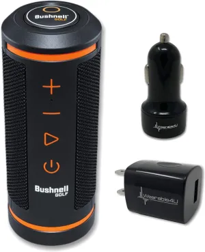 Bushnell Wingman GPS Bluetooth Speaker with Included Wearable4U Wall and Car Charger Adapters Bundle