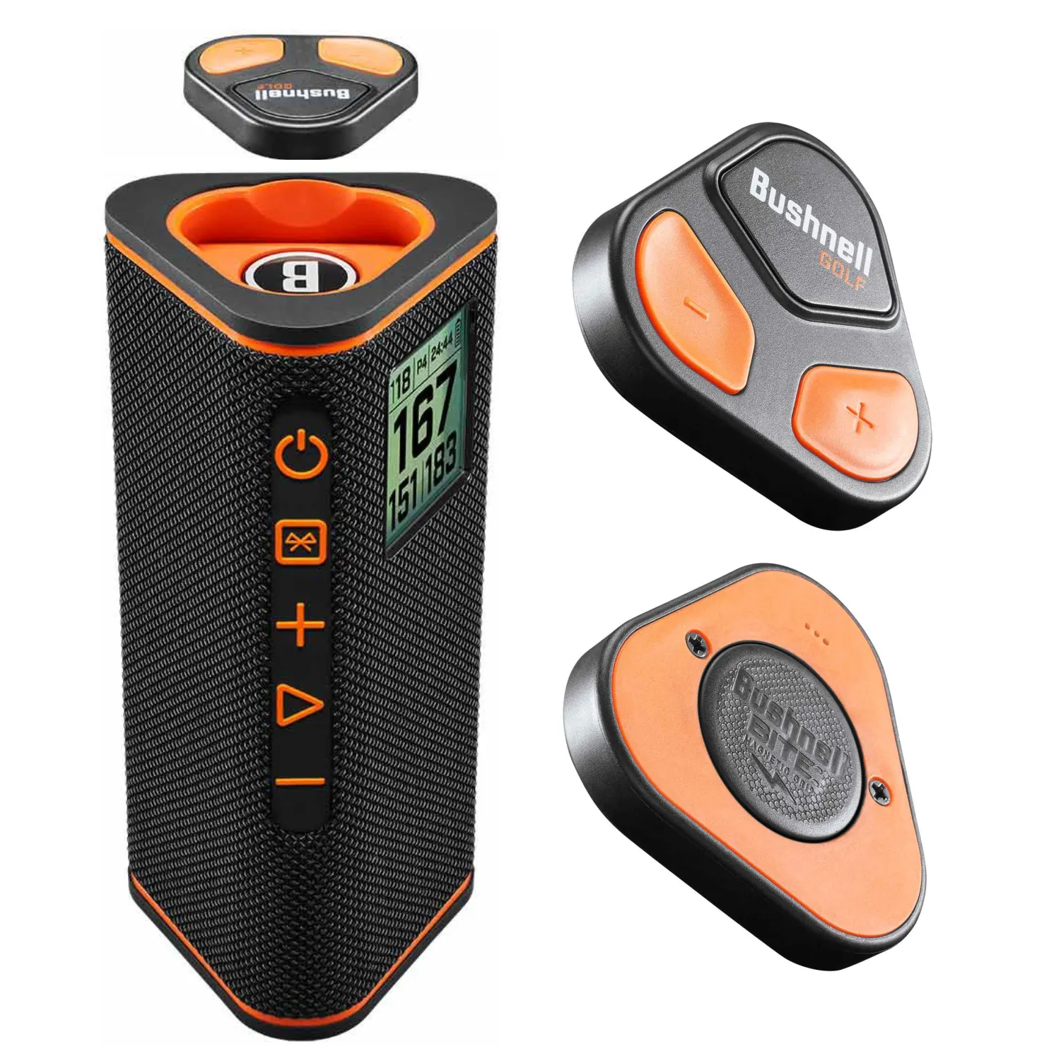 Bushnell Wingman View Golf GPS Bluetooth Speaker with Wearable4U Ultimate EarBuds and Wall and Car Chargers Bundle
