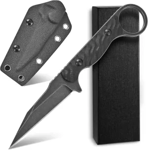 C1341 Fixed Blade Knife, K110 Black Stonewashed Steel Blade G10 Handle EDC Tool Knife for Outdoor Survival Hiking Camping(Black)