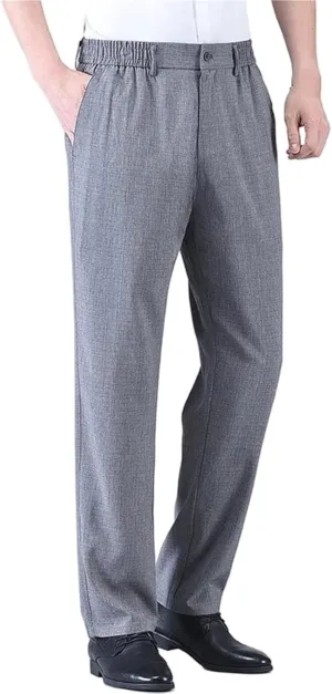 Caloset Men's Ice Silk Cargo Pants - Super Stretch, Loose Fit, Breathablity Elastic Waist Trousers