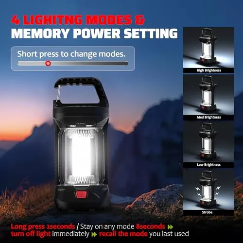 Camping Lantern for Power Outage,2000LM Rechargeable Led Lantern 4000mAh Battery Emergency Light
