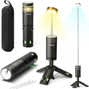Camping Light Telescopic, Rechargeable Collapsible Camping Lanterns with Stand, 10000mAh Magnetic Waterproof Camping Lamp, Outdoor Light for Emergency, Cool Camping Must Haves (Black)