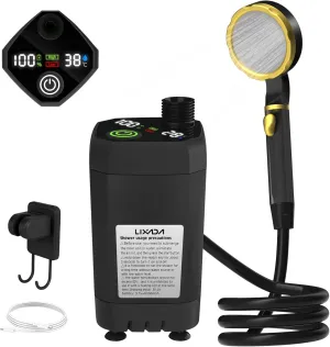 Camping Shower, Portable Camping Shower Pump RV Outdoor Shower Kit Camp Shower w Full Screen Intelligent Digital Display Adjustable Shower Kit for Backyard