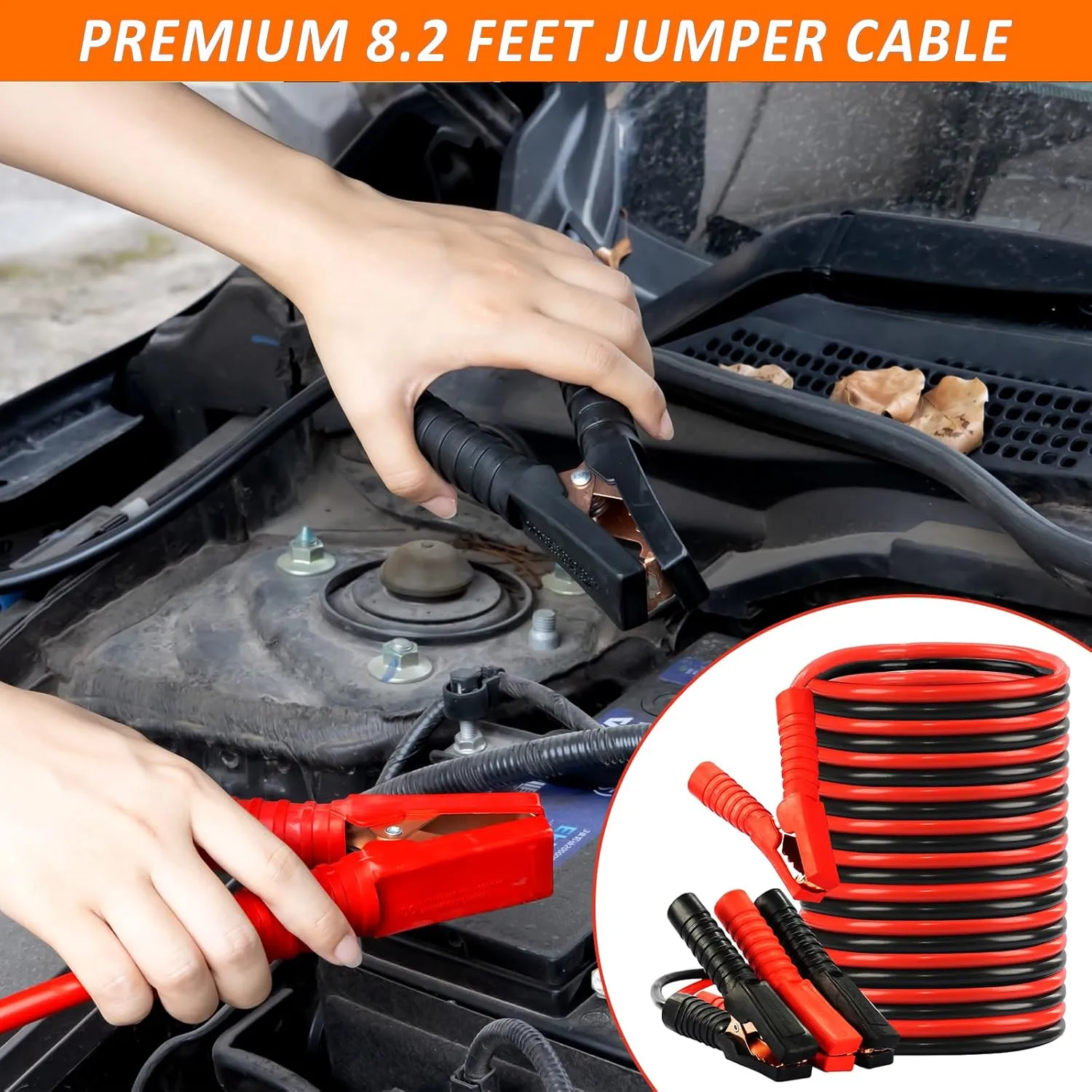 Car Emergency Roadside Kit, with Led Road Flares, Jump Cables, Towing Rope, Winter Car Safety Kit Roadside Emergency Kit for Car 50pcs