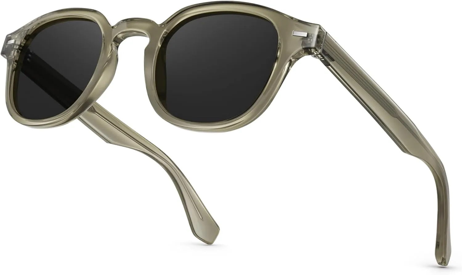 CARA Superb Vintage Polarized Sunglasses for Men Women, Durable Acetate Round Thick Frame TAC Sun Lens
