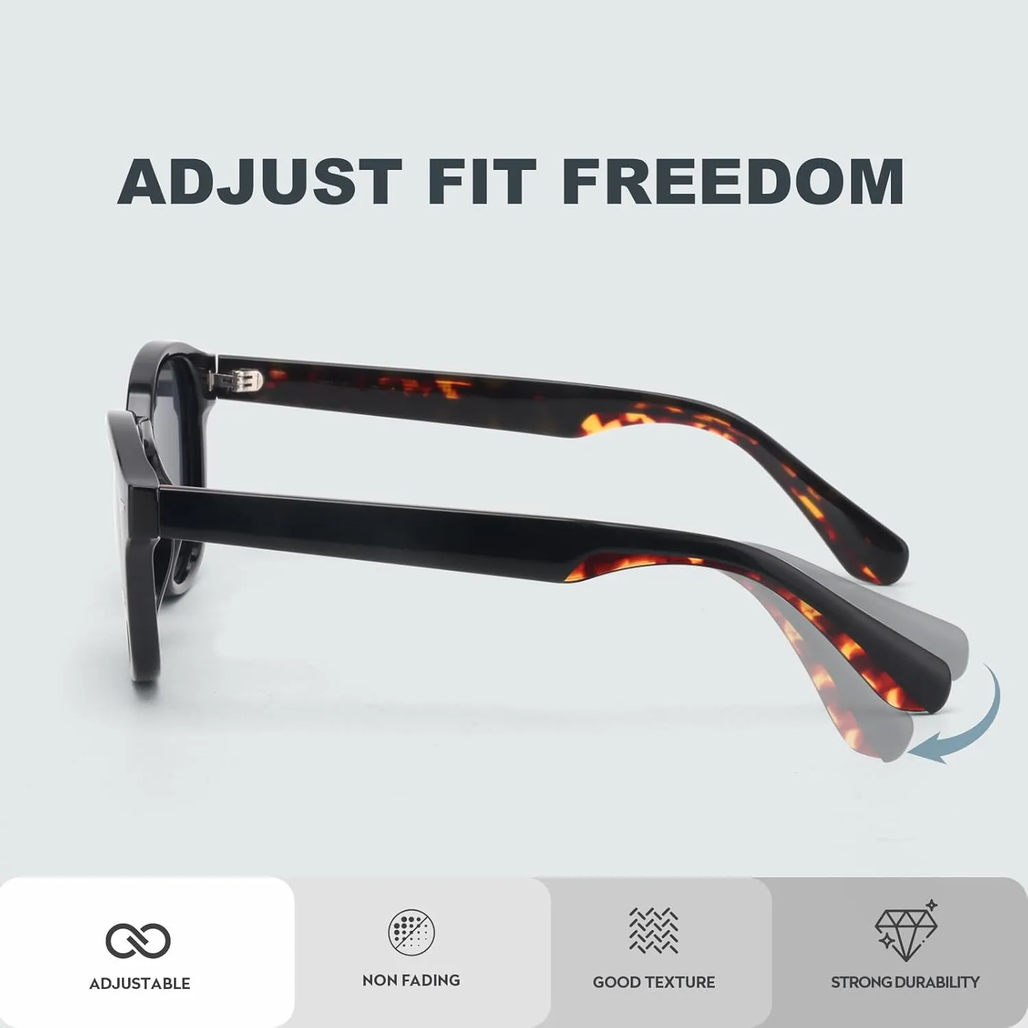 CARA Superb Vintage Polarized Sunglasses for Men Women, Durable Acetate Round Thick Frame TAC Sun Lens