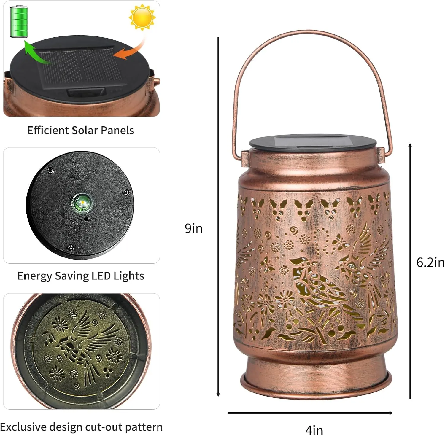 Cardinal Solar Lanterns Outdoor Waterproof Hanging, Fathers Day Gifts for Dad Men Mom Women, Metal Decorative LED Lanterns for Yard, Patio, Lawn, Tabletop, Pathway, Landscape, Garden Decor