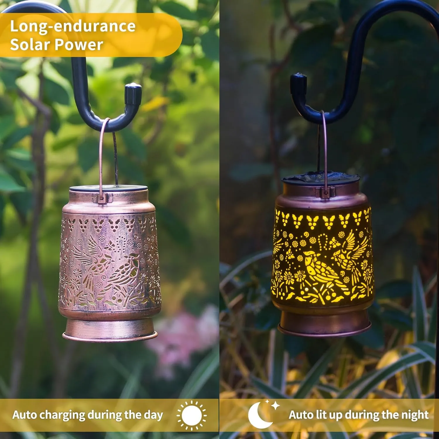 Cardinal Solar Lanterns Outdoor Waterproof Hanging, Fathers Day Gifts for Dad Men Mom Women, Metal Decorative LED Lanterns for Yard, Patio, Lawn, Tabletop, Pathway, Landscape, Garden Decor