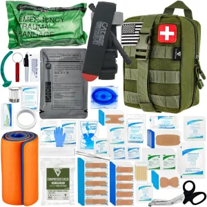 CareTac Advanced First Aid Trauma Kit for Camping & Travel – Emergency Tactical IFAK with C.A.T Tourniquet, Chest Seal, Israeli Bandage, Splint, CPR Mask – Bleed Control, Gunshot Wounds, Burns & Cuts