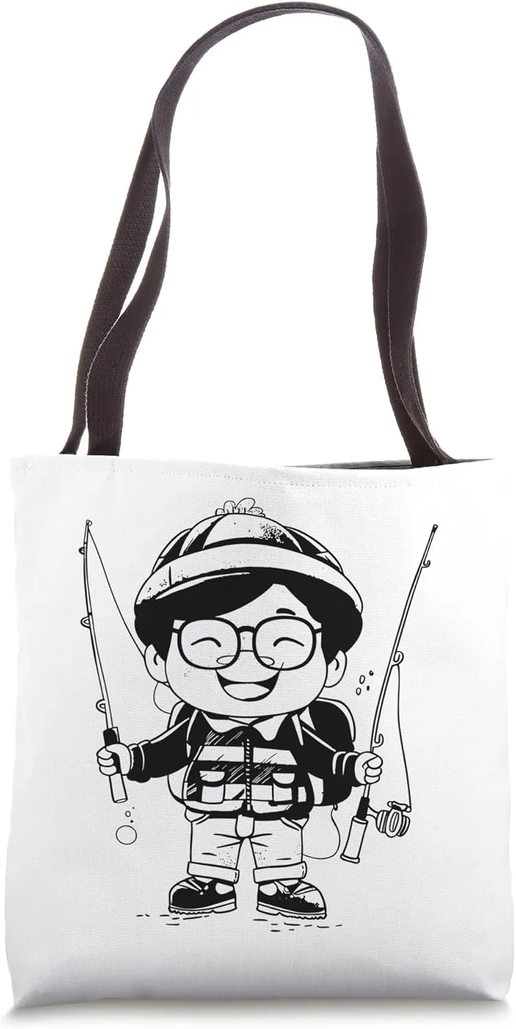 Cartoon Fishing Fisherman Hobby Tote Bag