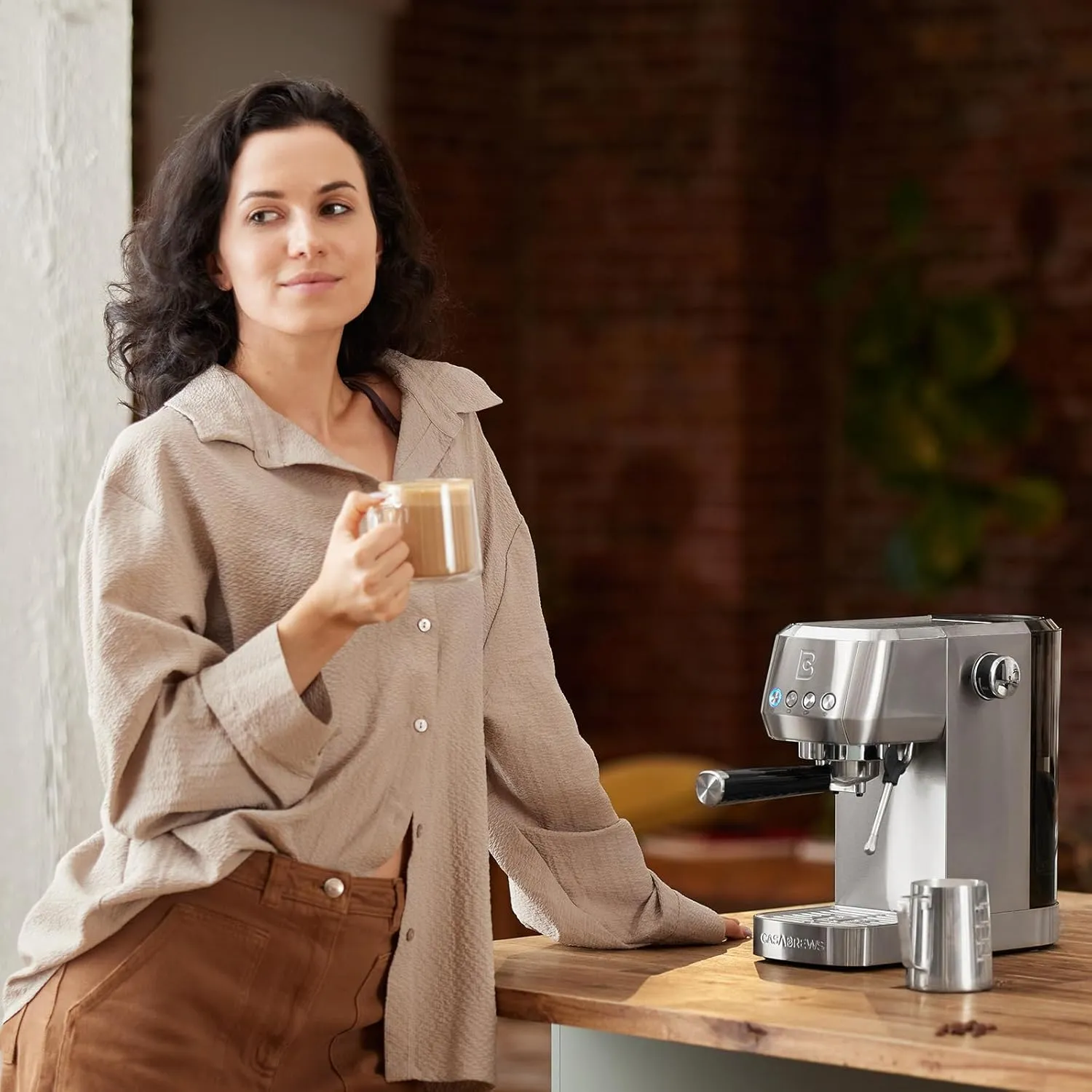 CASABREWS 3700 Essential Espresso Machine 20 Bar, Stainless Steel Cappuccino & Latte Machine with Steam Frother for Home, 43.9oz Water Tank, Silver