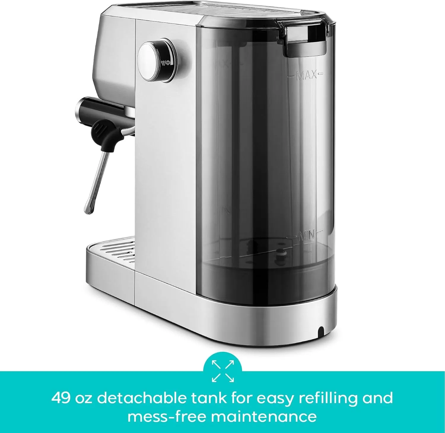 CASABREWS 3700 Essential Espresso Machine 20 Bar, Stainless Steel Cappuccino & Latte Machine with Steam Frother for Home, 43.9oz Water Tank, Silver