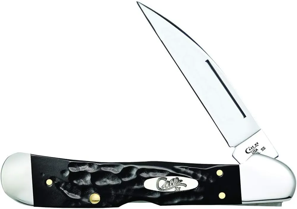 Case WR XX Pocket Knife Copperlock Rough Black Synthetic Jig Item #18233 - (61549Lw SS) - Length Closed: 4 1/4 Inches