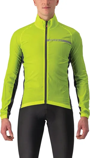 Castelli Men's Squadra Stretch Jacket, Windproof Zip Up Shell with High Collar for Road and Gravel Biking I Cycling - Electric Lime/Dark Gray - Small