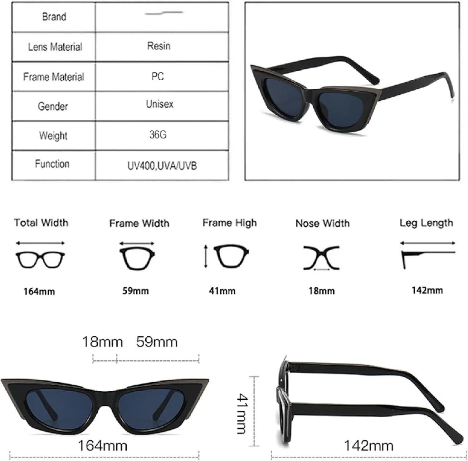 Cat Eye Women Sunglasses Fashion Shades Uv400 Trending Men Yellow Sun Glasses