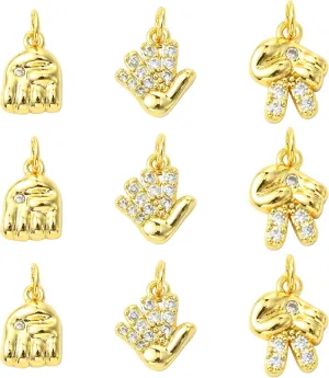Celestial Tool Gesture Music Note Sport Retro-Themed Dollar Sign Woven Net Fruit Dessert Religious Pink Ribbon Branch Brass Charms for Jewelry