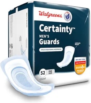 Certainty Men's Guards, One Size, Count 52, Maximum Absorbency (Pack of 4)
