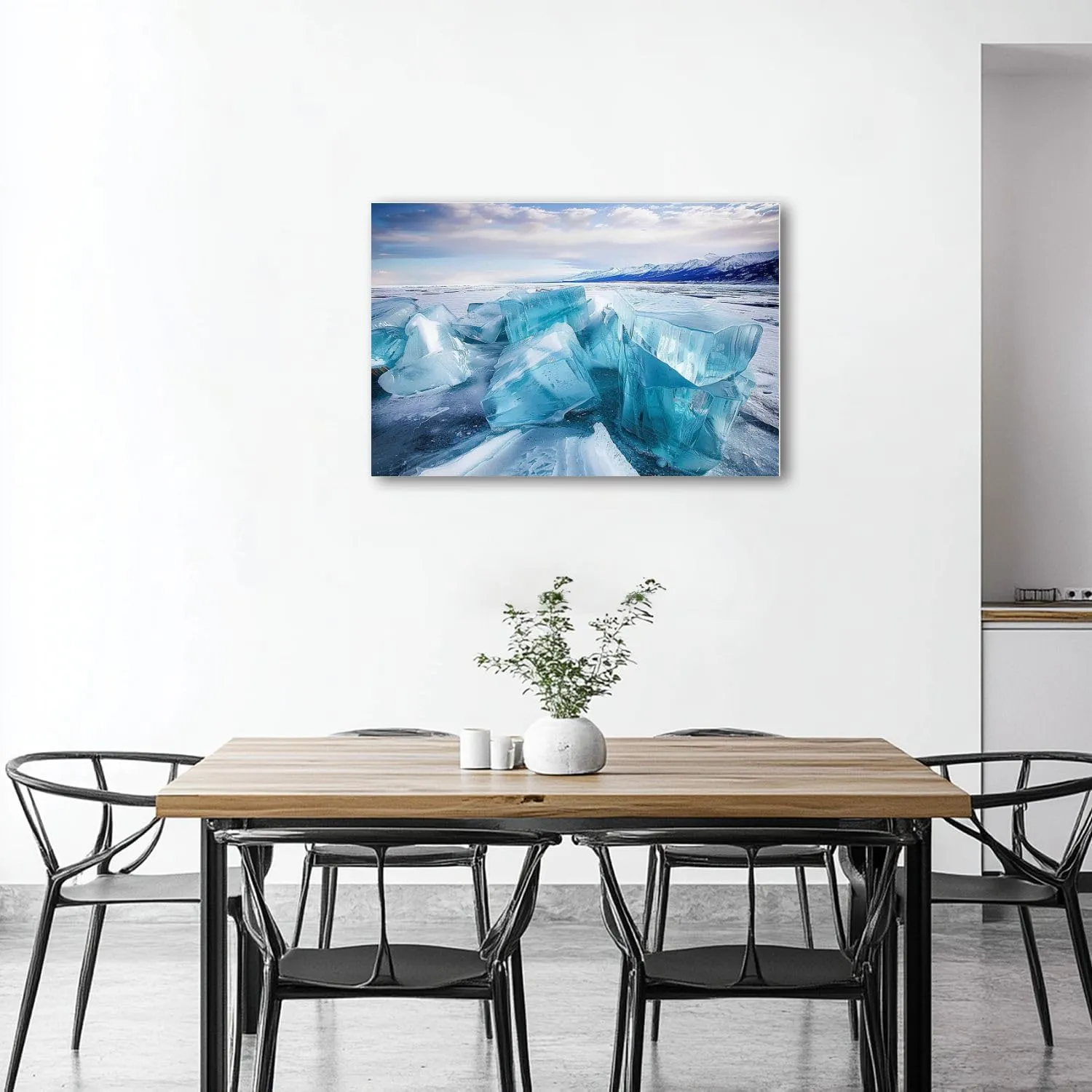 CHAUSSUREBAR Large Canvas Wall Art Huge cubes ice frozen Lake Baikal Canvas Art Prints Pictures Wall Decor Living Room Wall Paintings for Bedroom Bathroom 20" x 32"