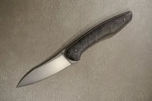 Cheburkov Knife Russian with Insert, Steel Elmax, Handle Black Marble Carbon, Bronze Anodized Titanium