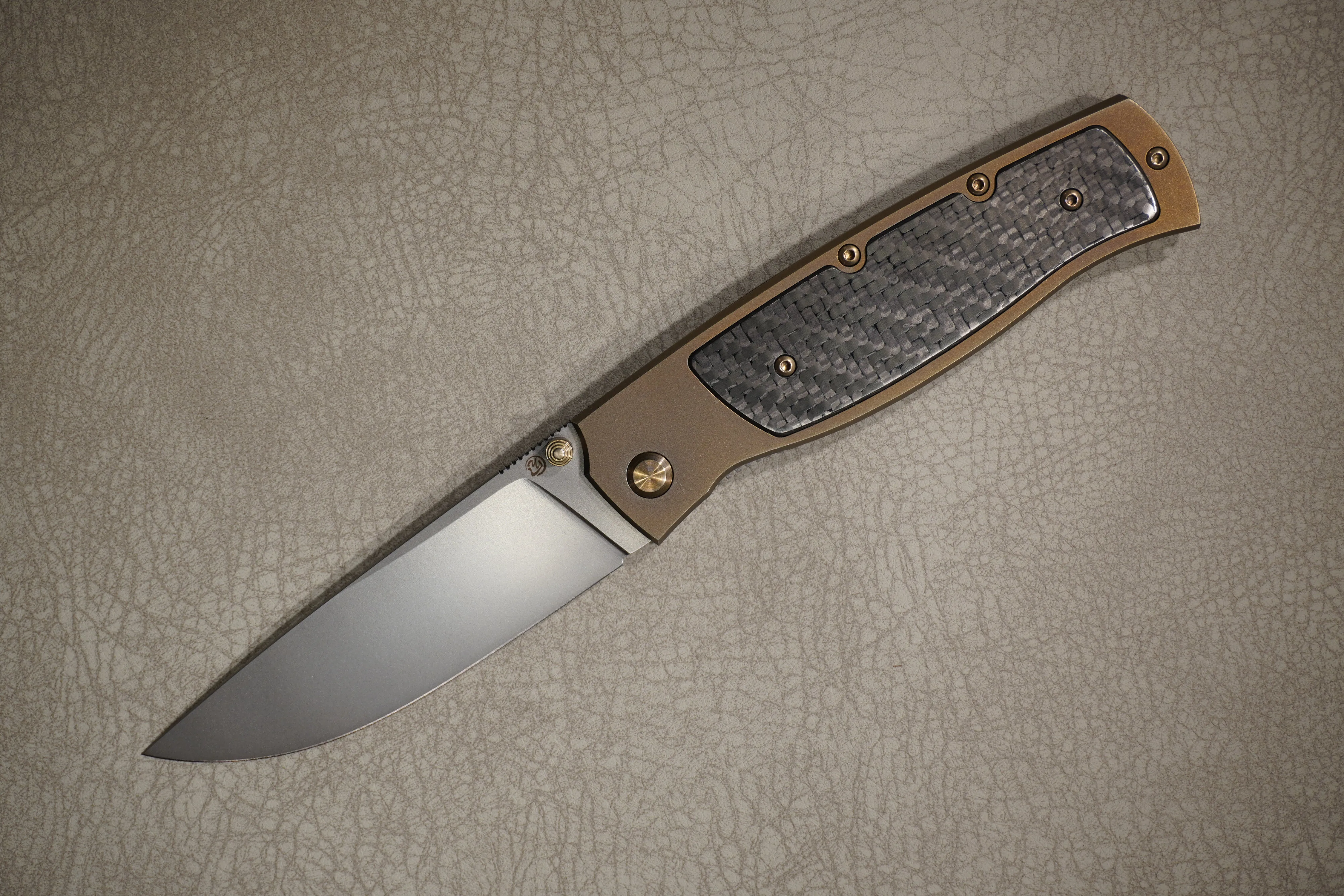 Cheburkov Knife Sparrow Large With Insert, Steel Elmax, Handle Black Carbon Bronze Titanium