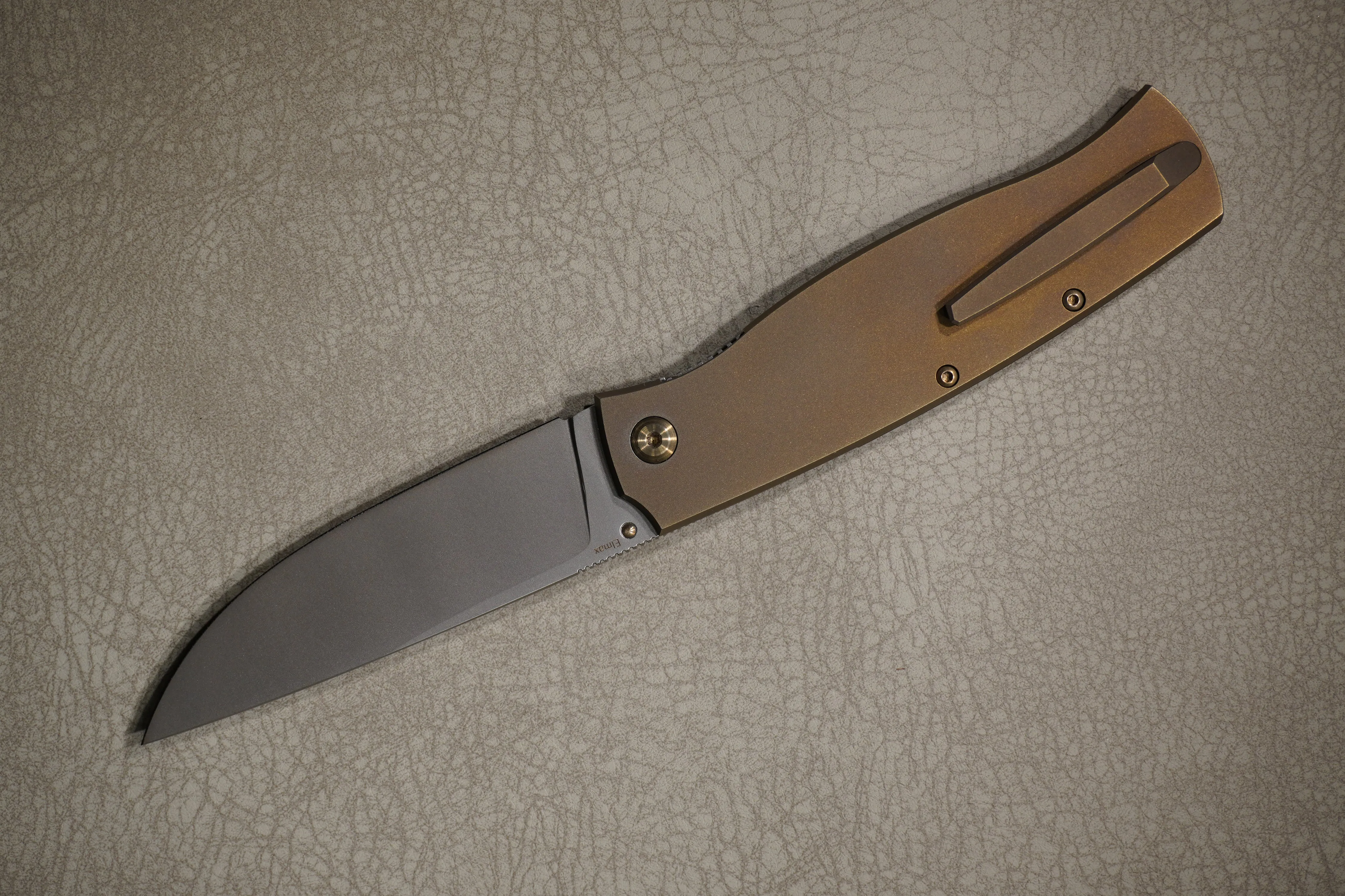 Cheburkov Knife Sparrow Large With Insert, Steel Elmax, Handle Black Carbon Bronze Titanium