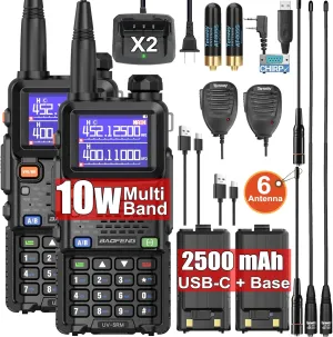 [Chirp Compatible] BAOFENG UV-5RM 10W Ham Radio Handheld Multi Band HAM Radios Long Range Walkie Talkies Frequency Copy Emergency Radio NOAA Two Way Radio for Adults USB-C (5RM x 771 Gain Antenna)