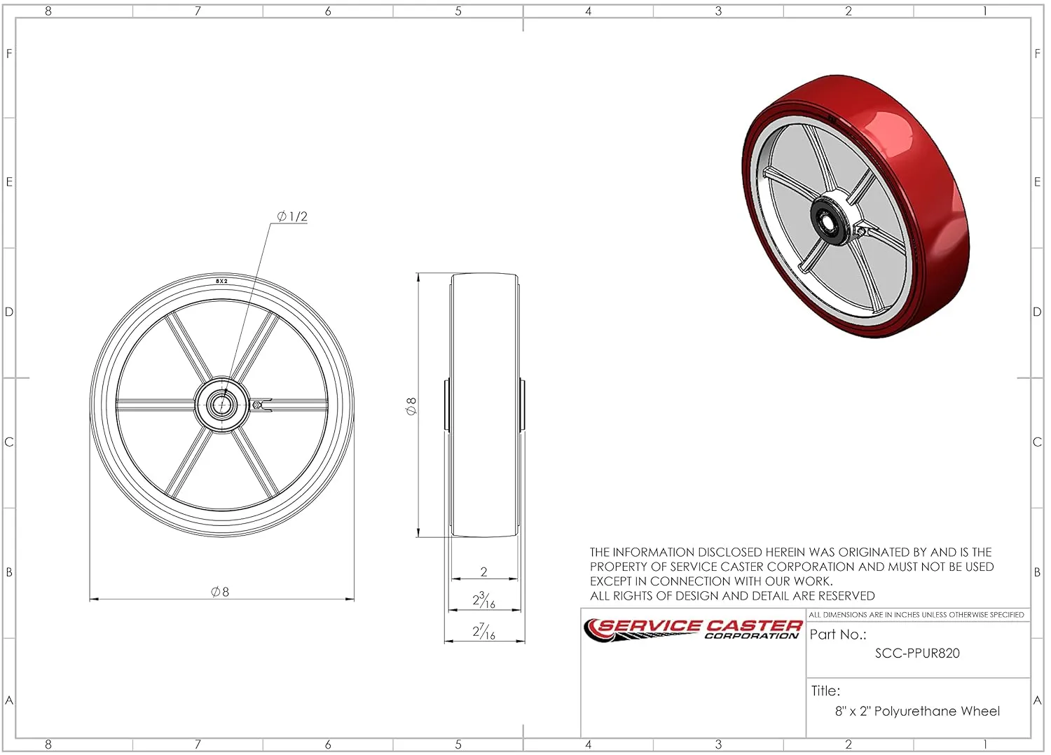 Choice Mobile Ice Bins 176ICWHEEL8 Wheel – Replacement Wheel – Service Caster Brand