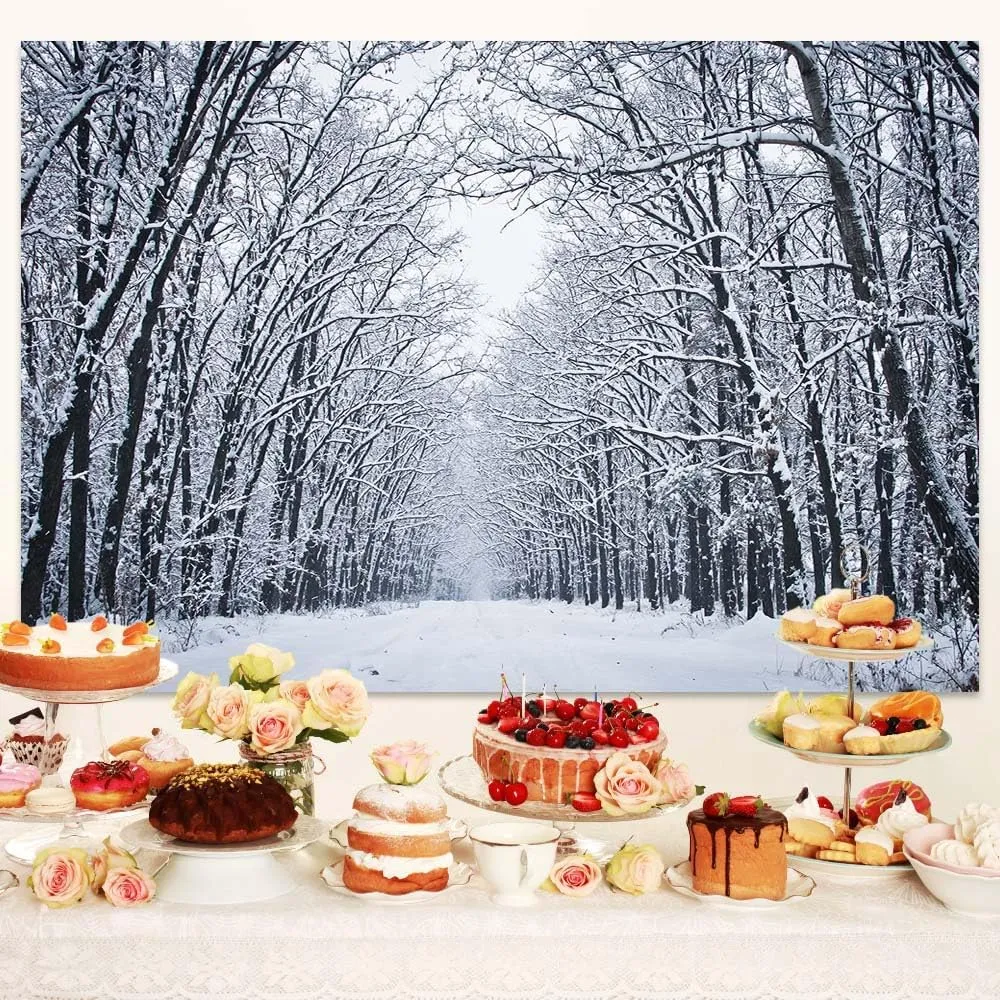 Christmas Backdrops for Photography, Winter Scene Backdrop Winter Landscape Forest Ice and Snow World Theme Backdrop, Christmas Party Decoration Supplies 7x5ft（C）